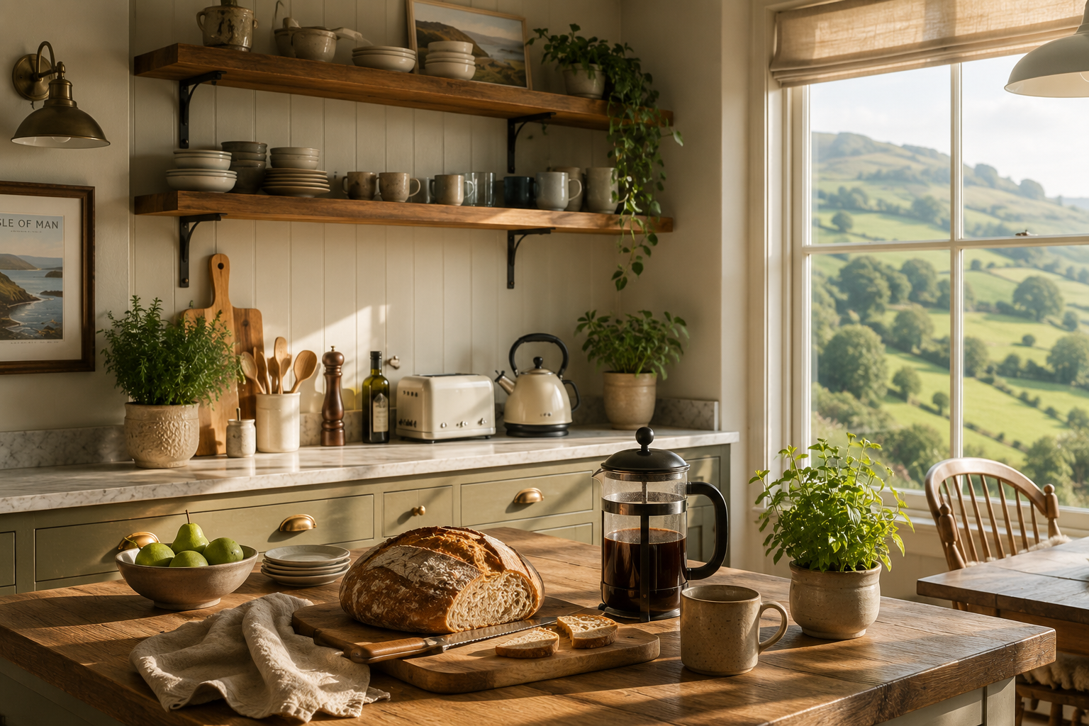 A self-catering kitchen with morning light